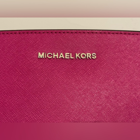 MICHAEL KORS Selma Medium Saffiano Leather Crossbody, Color: Pink Fuschia - Picture 5 of 10